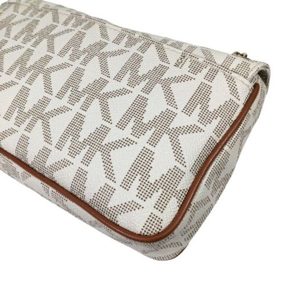 Michael Kors Hamilton Flap Vanilla Monogram Tan Leather Gold Chain Shoulder Bag - Picture 10 of 16